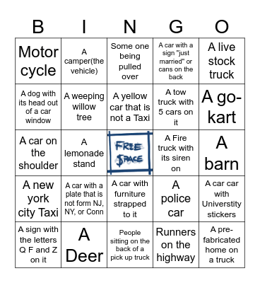 Bus Bingo Card