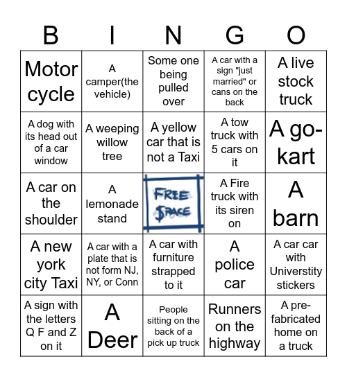 Bus Bingo Card