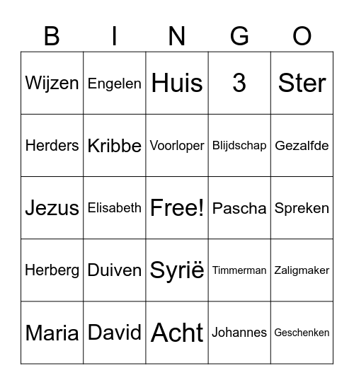 Kerst Bingo Card