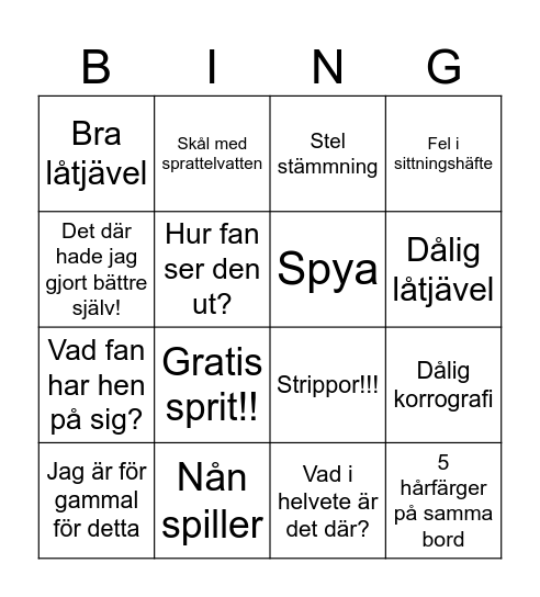HÅLLKÄFFTENSittning Bingo Card