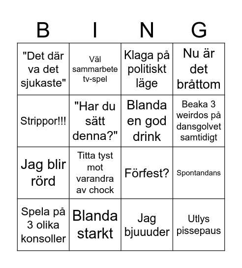 HÅLLKÄFFTENSkväll Bingo Card