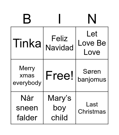 JULEBINGO Card
