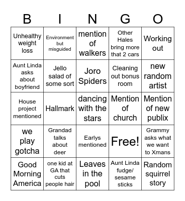 Thanksgiving Bingo Card