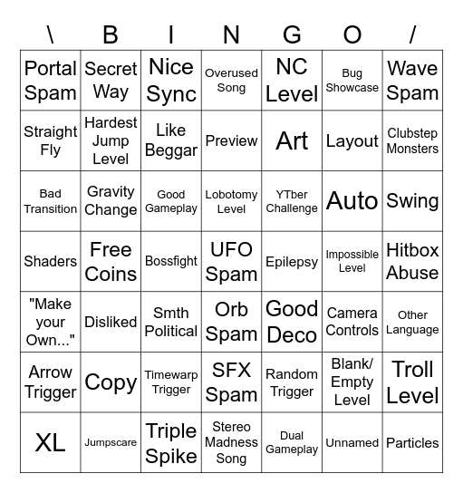 Ultimato Recente Tab Bingo Card