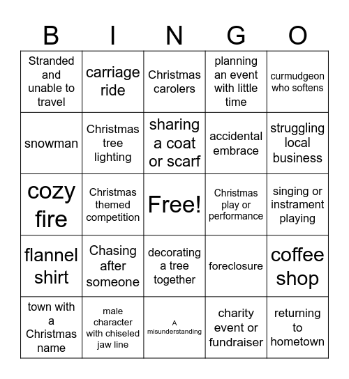 Hallmark Christmas Movie BINGO Card