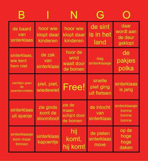 sinterklaas bingo Card