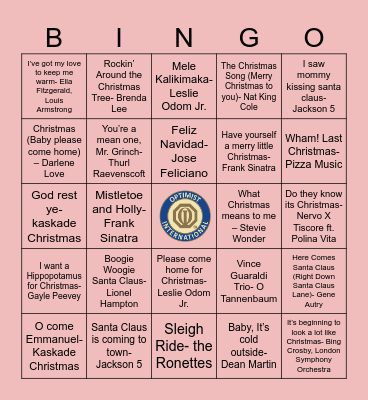 Christmas Bingo- The most wonderful Time Bingo Card