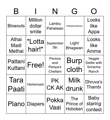 Advaith's Thottil Bingo Card