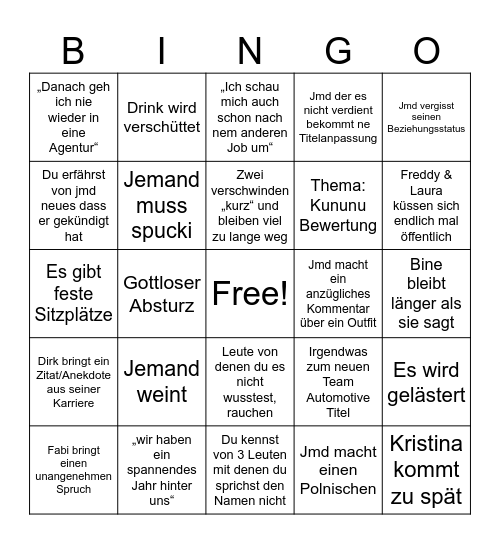 LOBECO Weihnachtsfeier Bingo Card