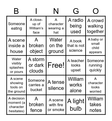 The Boy Who Harnessed the Wind Bingo Card