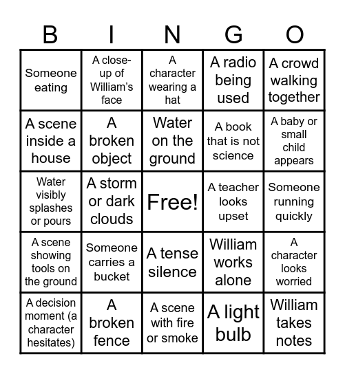 The Boy Who Harnessed the Wind Bingo Card