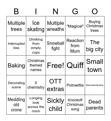 Bad Christmas Movie Bingo Card