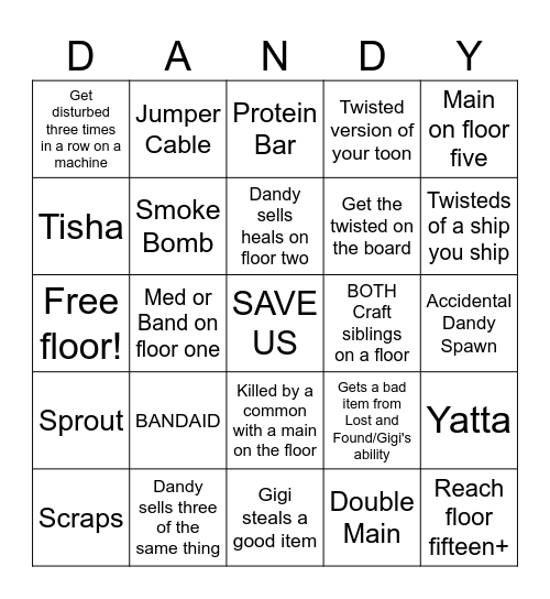 DANDY'S WORLD BINGO Card