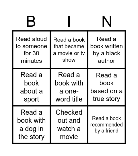 What I Read BINGO Card