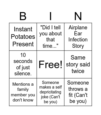 Thanksgiving Bingo Card