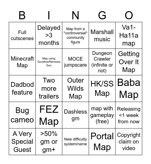 Crossover Collab Bingo Card