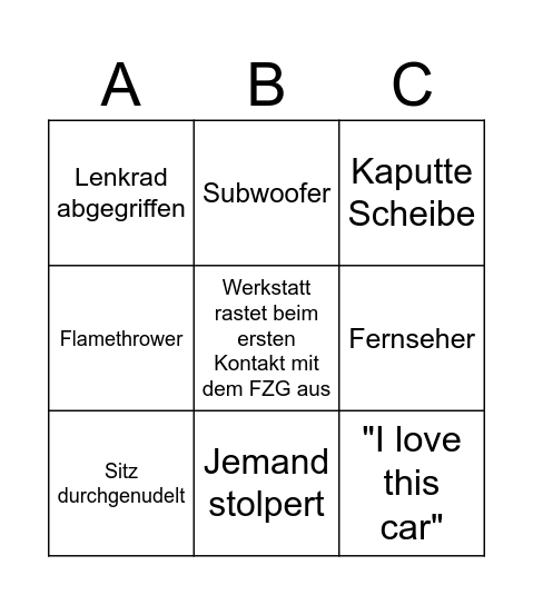 PIMP MA RIIIIIIIDE Bingo Card