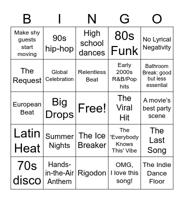 Playlist Builder Bingo Card