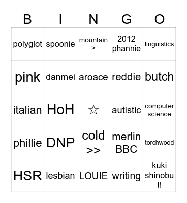 Myrddin’s !! Bingo Card