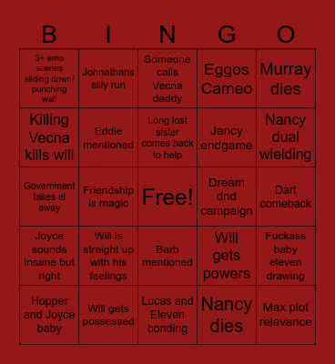 Stranger Things S5 Bingo Card