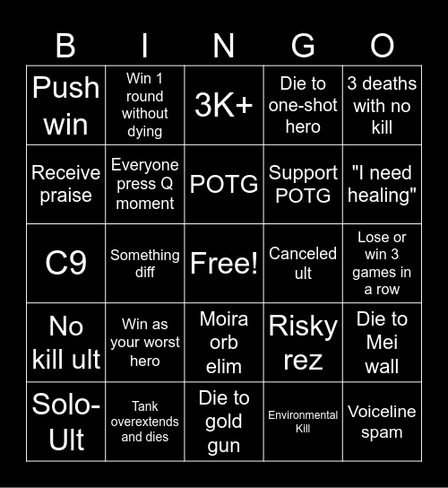 Overwatch 2 Bingo Card