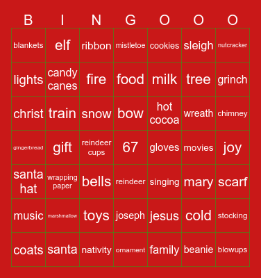 christmas Bingo Card