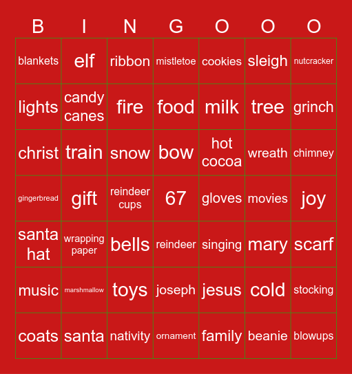 christmas Bingo Card