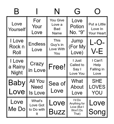 Love Bingo Card