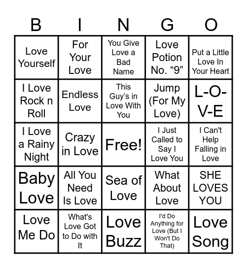 Love Bingo Card