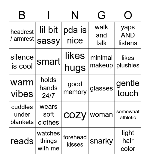 My Type Bingo Card