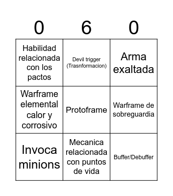 Uriel Showcase Bingo Card
