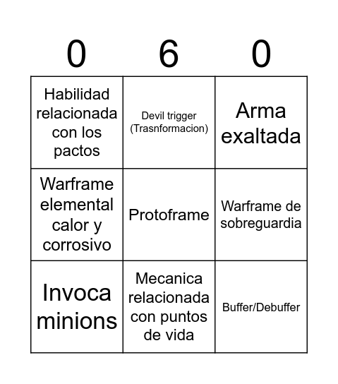Uriel Showcase Bingo Card