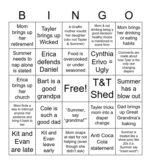 Thanksgiving 2025 Bingo Card