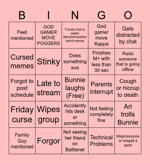 Bunnie Bingo! Bingo Card