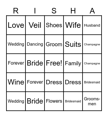 BACHELORETTE BINGO Card