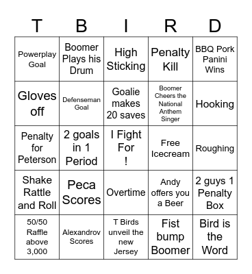 Hockey Fights Cancer Bingo Card