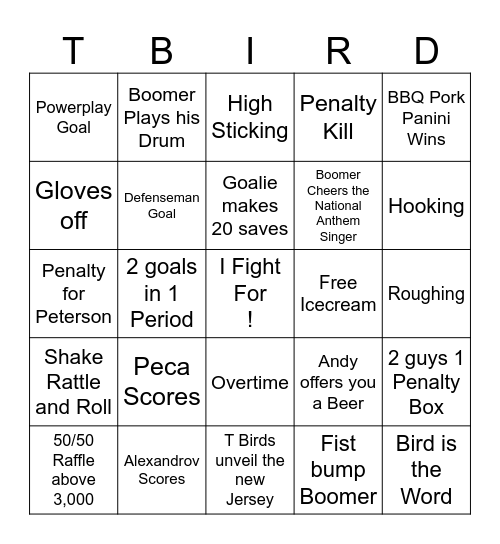 Hockey Fights Cancer Bingo Card