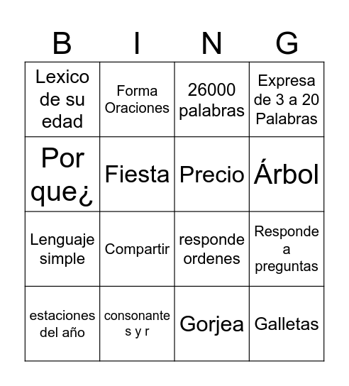 Desarrollo Humano Bingo Card