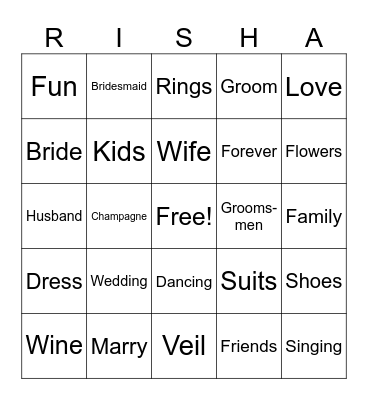 Bachelorette Bingo Card