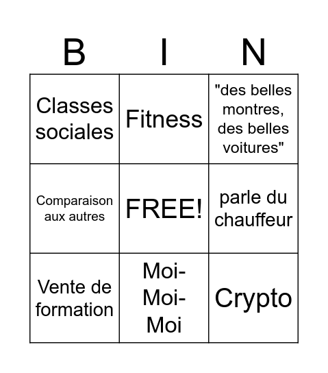 Bingo Mindset Devenir Riche Bingo Card