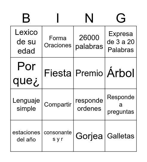 Desarrollo Humano Bingo Card