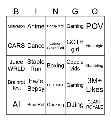 TikTok Bingo 2025 Edition Bingo Card