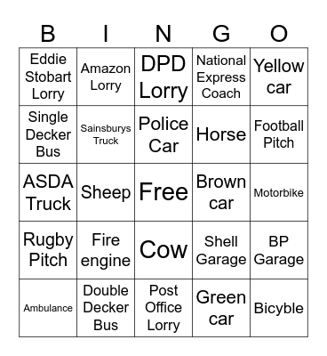 Car bingo Card