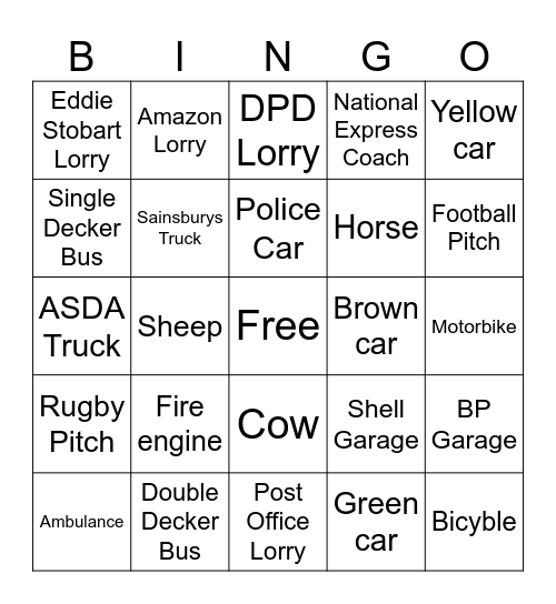 Car bingo Card