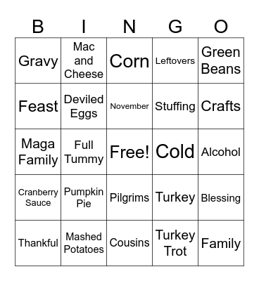 Friendsgiving Bingo Card