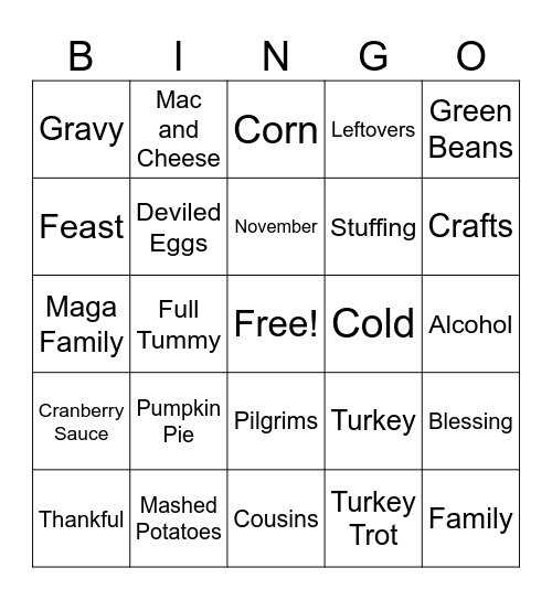 Friendsgiving Bingo Card