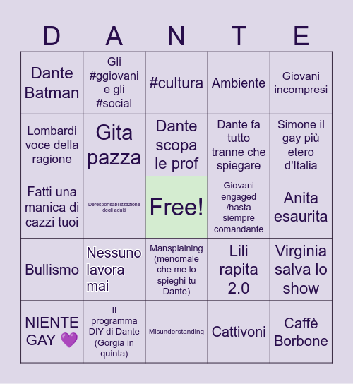 È solo una follia Bingo Card