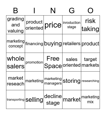 Chapter 20 business bingo Card