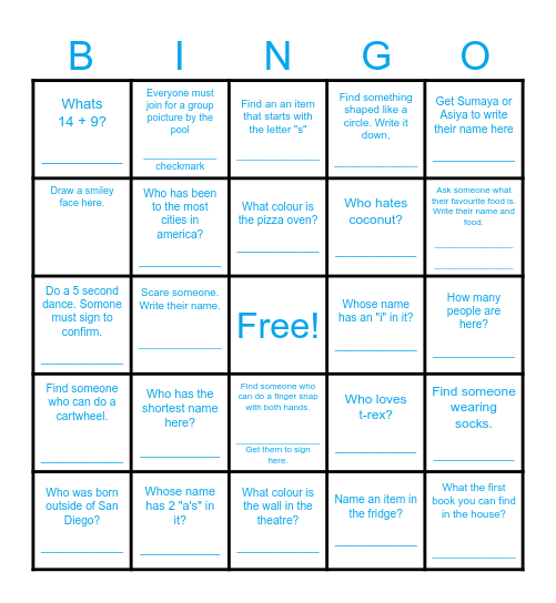 The Grand Villa Getaway Bingo Card