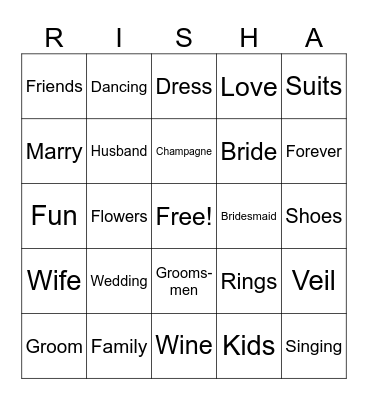 Bachelorette Bingo Card